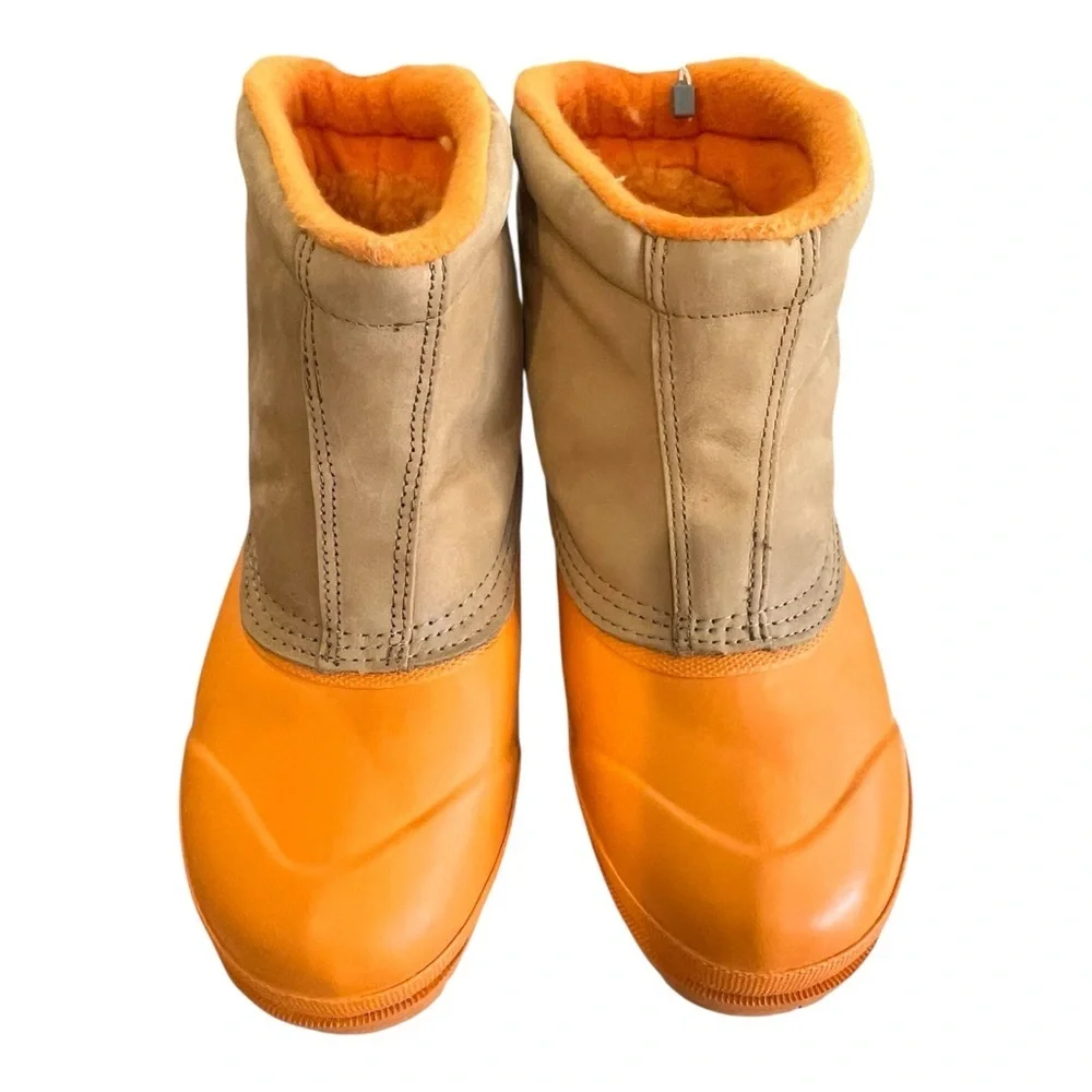 Superga Alpina Rubber Duck Boots Nubuck Leather NIB Orange EU 38 US 7.5